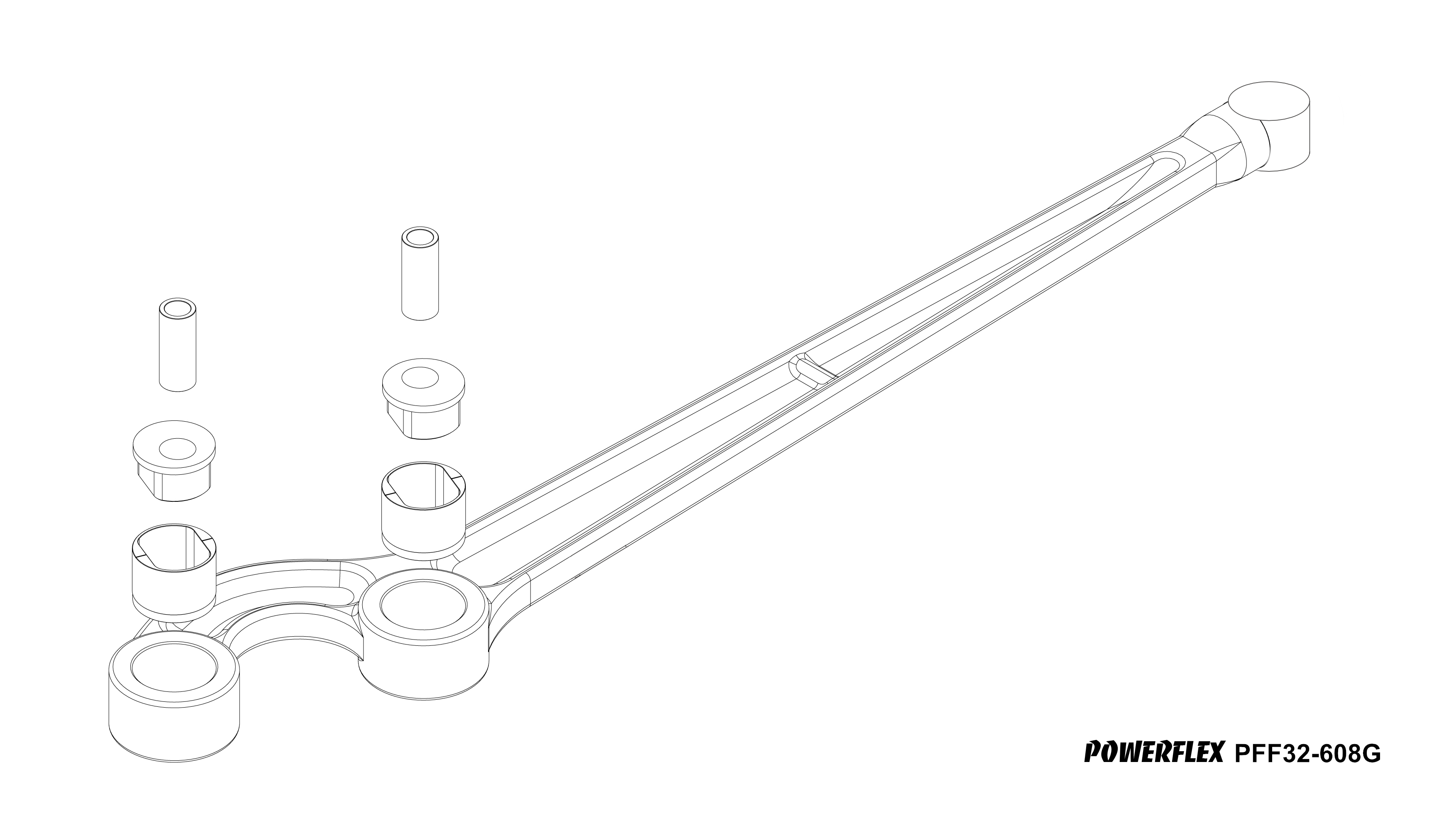 Powerflex front radius arm front bush caster offset - 25mm lift (4 pack) road series - pff32-608g25